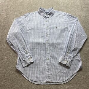 Ralph Lauren Shirt‎ Mens Large Classic Fit Blue White Check Button Down Oxford